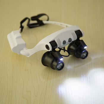 Лупа за ремонт на часовници с осветление, мултиобектив, в стил очила, модел 9892Gj-3A, MG марка