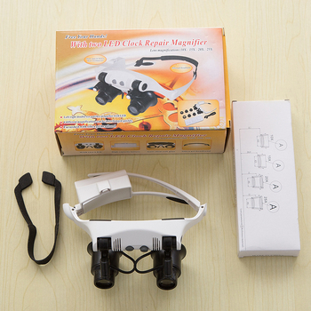 Лупа за ремонт на часовници с осветление, мултиобектив, в стил очила, модел 9892Gj-3A, MG марка
