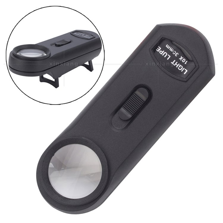 Лупа с LED светлина, ръчна, лодковидна форма с подвижна стойка за идентифициране на колекции и бижута; марка Xinxiang, авторизиран частен бранд; не е внесена