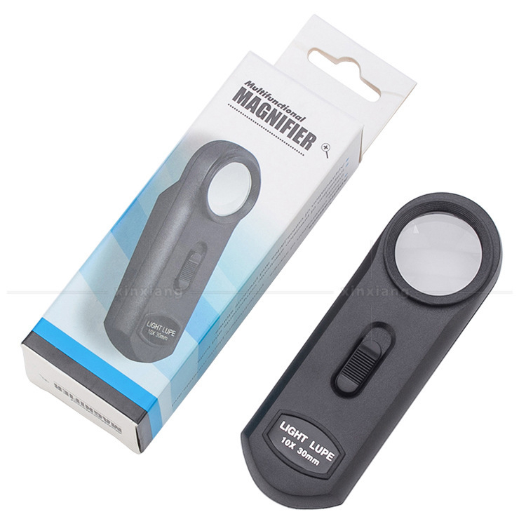Лупа с LED светлина, ръчна, лодковидна форма с подвижна стойка за идентифициране на колекции и бижута; марка Xinxiang, авторизиран частен бранд; не е внесена