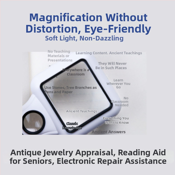 Ръчна лупа TH-6018 с двустепенно увеличение 5x/45x, 3 LED + UV лампа, ABS + акрил, за идентификация на бижута и артефакти