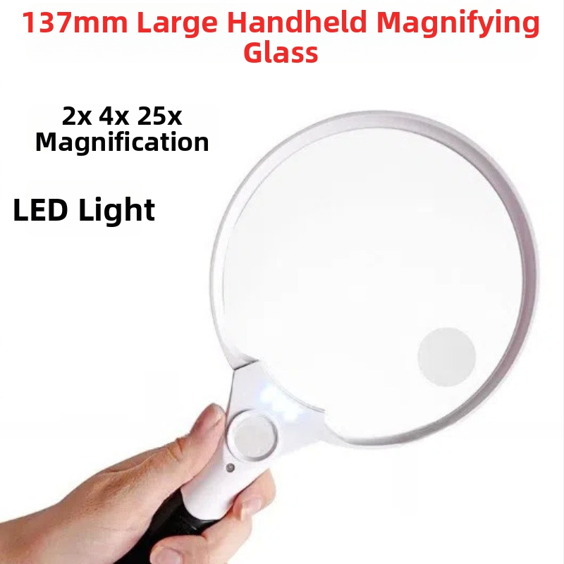 Ance ръчна лупа с 3 LED светлини, увеличение 2x/4x/25x, многофункционална за четене и преглед