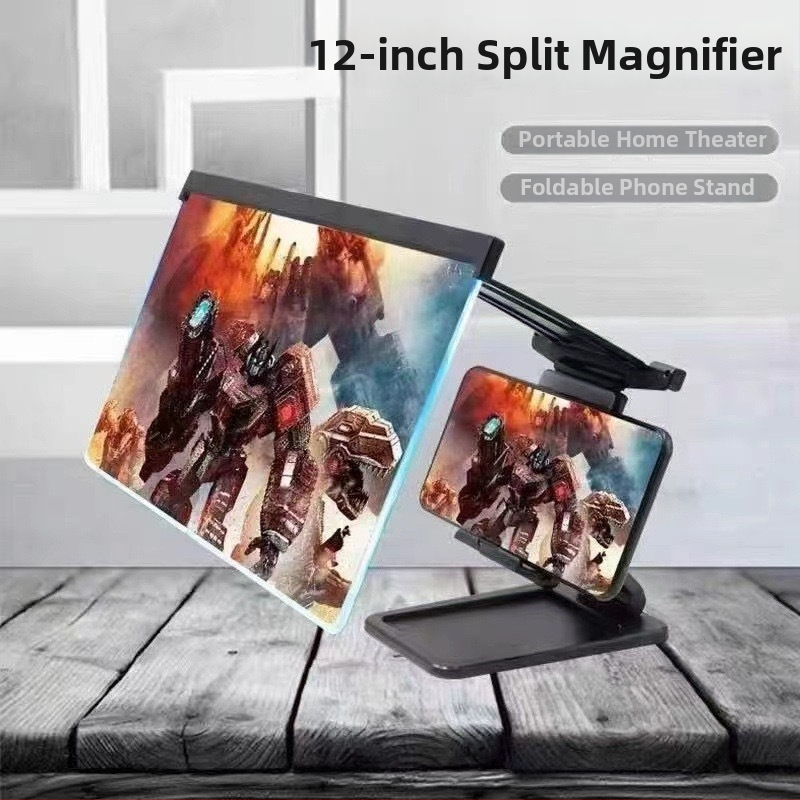 HD displeja palielinātājs mobilajam telefonam ar noņemamu divu režīmu turētāju, acu aizsardzība pret zilā gaisma, pret radiāciju, 3–5× palielinājums, skatīšanās attālums 1 m