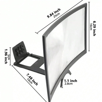Ívelt telefonképernyő nagyító online órákhoz, 3D HD, akril+ABS, 2–3x nagyítás, 1–2 m távolság, asztali használatra