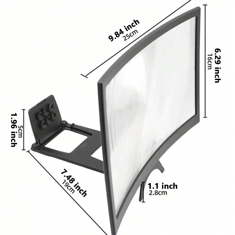 Ívelt telefonképernyő nagyító online órákhoz, 3D HD, akril+ABS, 2–3x nagyítás, 1–2 m távolság, asztali használatra