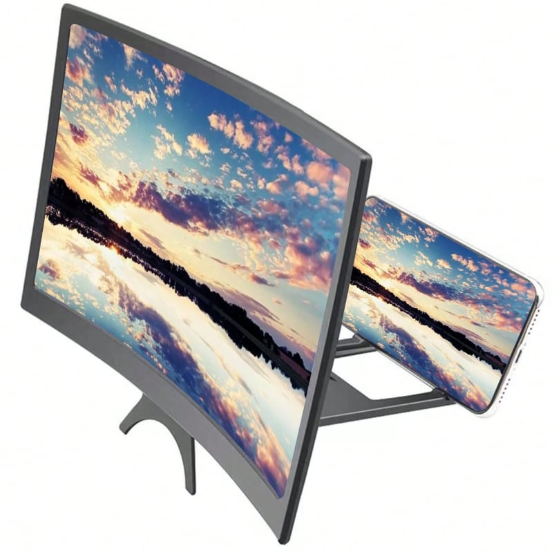 Ívelt telefonképernyő nagyító online órákhoz, 3D HD, akril+ABS, 2–3x nagyítás, 1–2 m távolság, asztali használatra