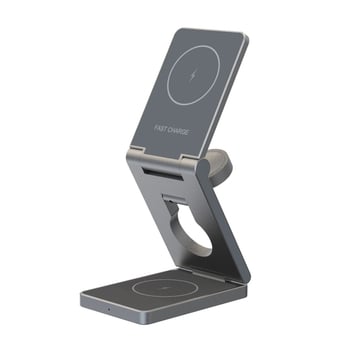 Τρία σε ένα Αναδιπλούμενο Ασύρματο Φορτιστή με MagSafe και Φόρτιση Ρολογιού, Κράμα Αλουμινίου, 15W PD Μαγνητική Φόρτιση