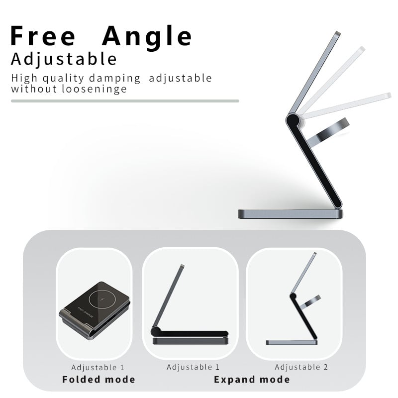 Τρία σε ένα Αναδιπλούμενο Ασύρματο Φορτιστή με MagSafe και Φόρτιση Ρολογιού, Κράμα Αλουμινίου, 15W PD Μαγνητική Φόρτιση