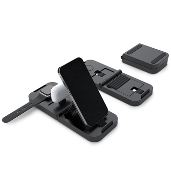 3-σε-1 ασύρματο στήριγμα φόρτισης για iPhone 15/14 — 15W γρήγορη φόρτιση, μαγνητική ευθυγράμμιση, QC3.0, 2.4A, συνολική ισχύς 20W