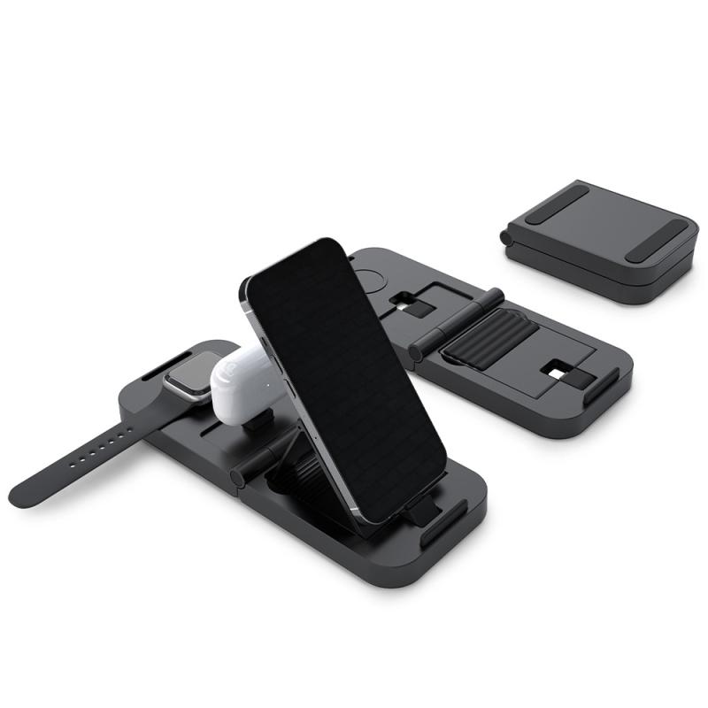 3-σε-1 ασύρματο στήριγμα φόρτισης για iPhone 15/14 — 15W γρήγορη φόρτιση, μαγνητική ευθυγράμμιση, QC3.0, 2.4A, συνολική ισχύς 20W