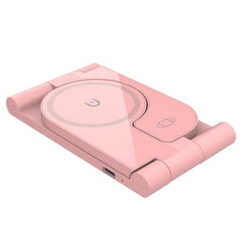 Сгъваемо безжично зарядно 15W, магнитно 3-в-1 за Huawei, Apple и Samsung телефони