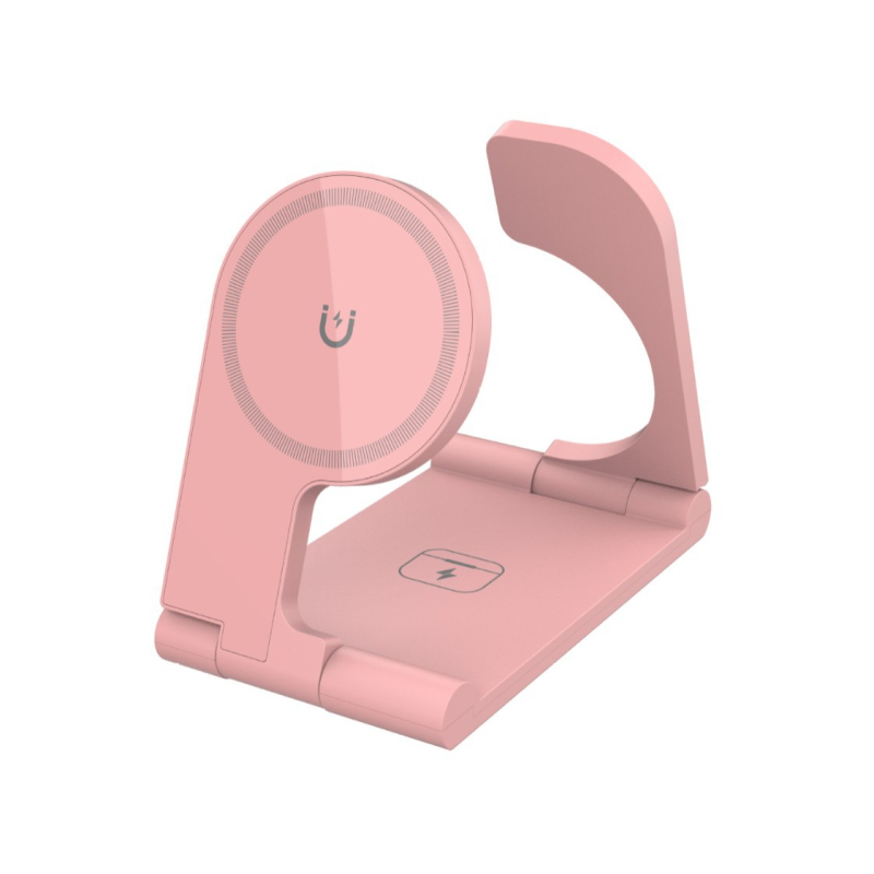 Сгъваемо безжично зарядно 15W, магнитно 3-в-1 за Huawei, Apple и Samsung телефони