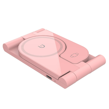 Безжична Qi зарядна стойка, сгъваема, 15W обща мощност, 9V изход, съвместима с iPhone, AirPods и Apple Watch