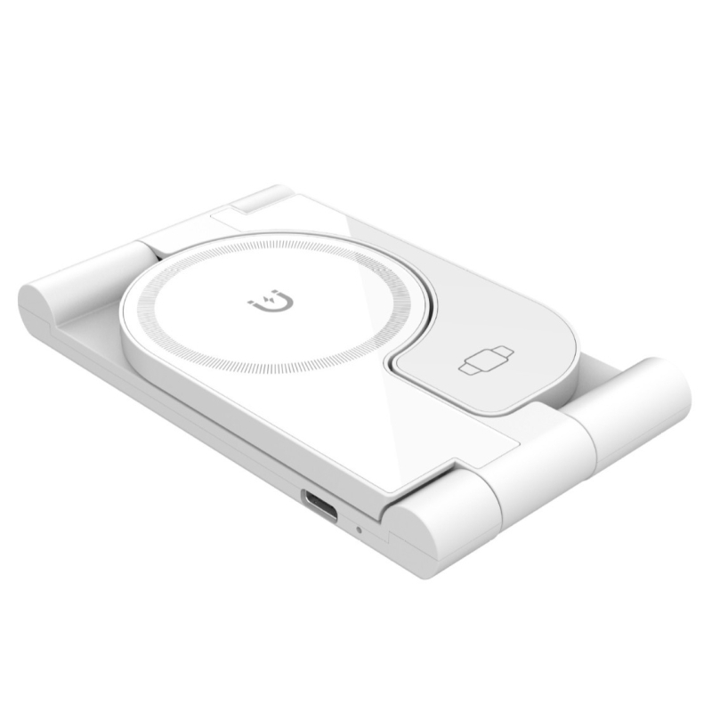 Безжична Qi зарядна стойка, сгъваема, 15W обща мощност, 9V изход, съвместима с iPhone, AirPods и Apple Watch