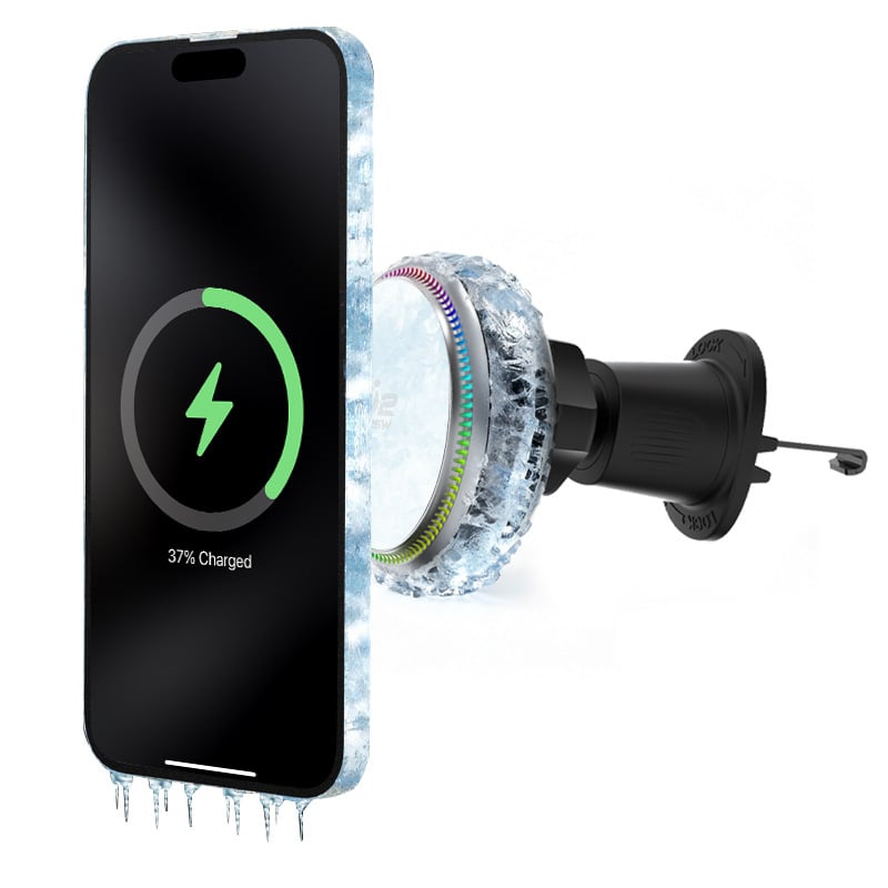 Qi2 безжично зарядно за автомобил с магнитна държалка за телефон, MagSafe съвместим, 15W