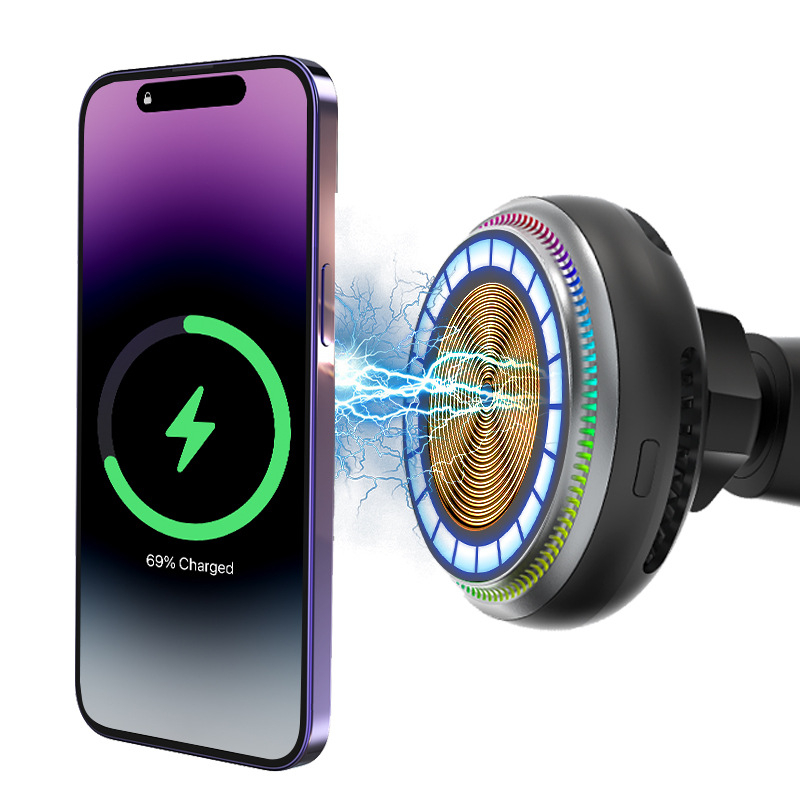 Qi2 безжично зарядно за автомобил с магнитна държалка за телефон, MagSafe съвместим, 15W