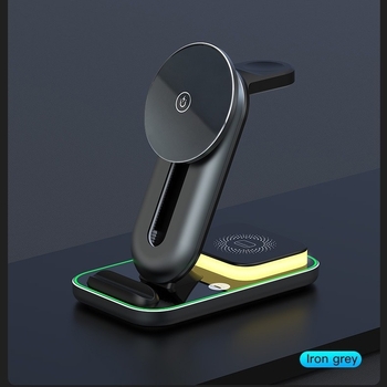 MagSafe 3-в-1 безжично зарядно за часовник и телефон, магнитно зареждане, бързо зареждане, изход 3A, макс. 15W