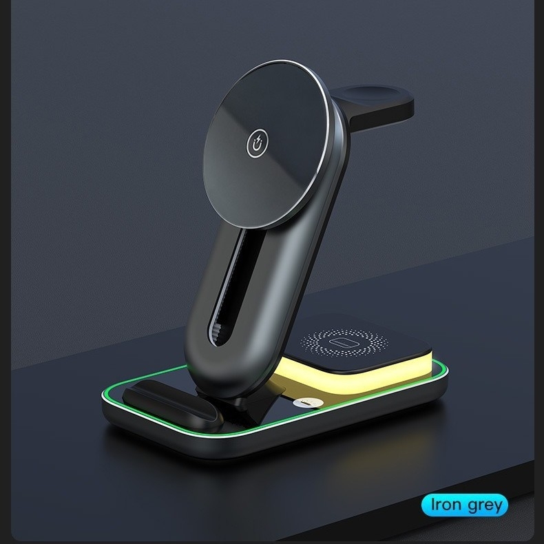 MagSafe 3-в-1 безжично зарядно за часовник и телефон, магнитно зареждане, бързо зареждане, изход 3A, макс. 15W