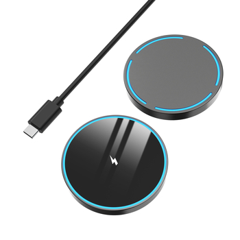 Безжично магнитно зарядно устройство от цинкова сплав, съвместимо с iPhone 17 и Samsung, 15W, QC 3.0, амбиентно осветление