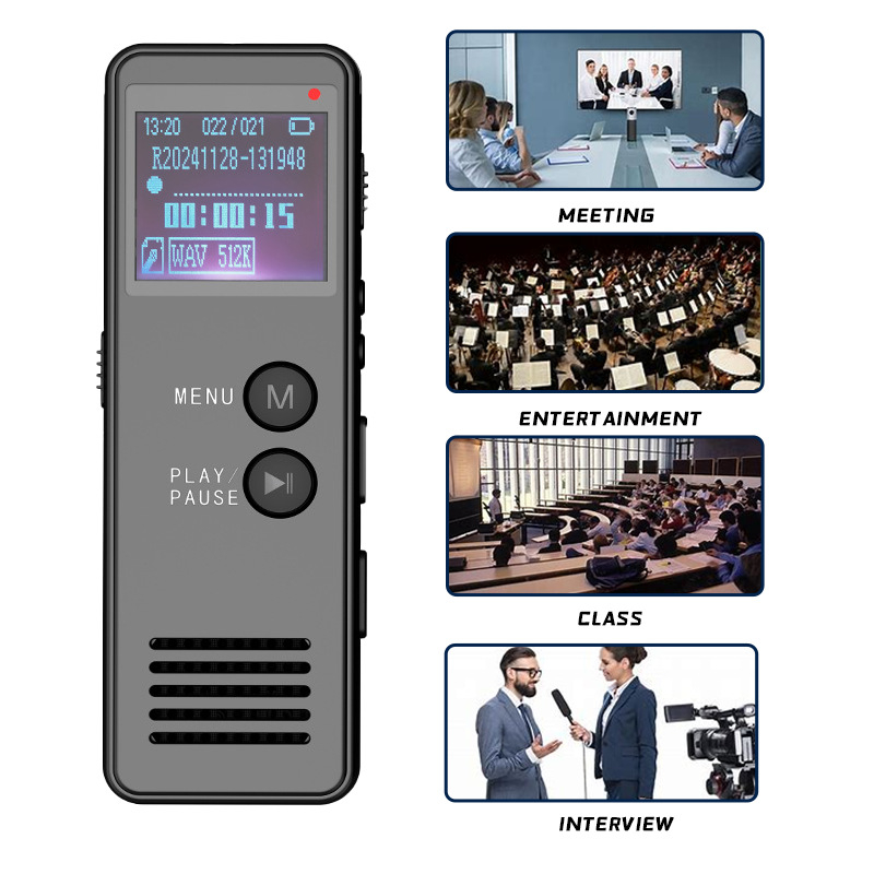 T65 Pro glasovni diktafon s aktivacijom glasa — MP3/WAV, 40 sati snimanja, TF kartica, USB 2.0, dvostruki mikrofon