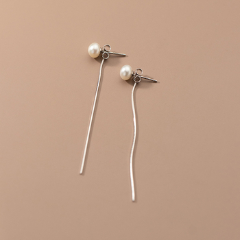 S925 ezüst fülbevaló, hosszú gyöngyös kígyólánccal és bojtokkal, nőknek, koreai stílus