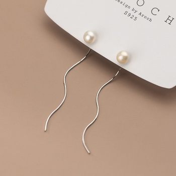S925 ezüst fülbevaló, hosszú gyöngyös kígyólánccal és bojtokkal, nőknek, koreai stílus