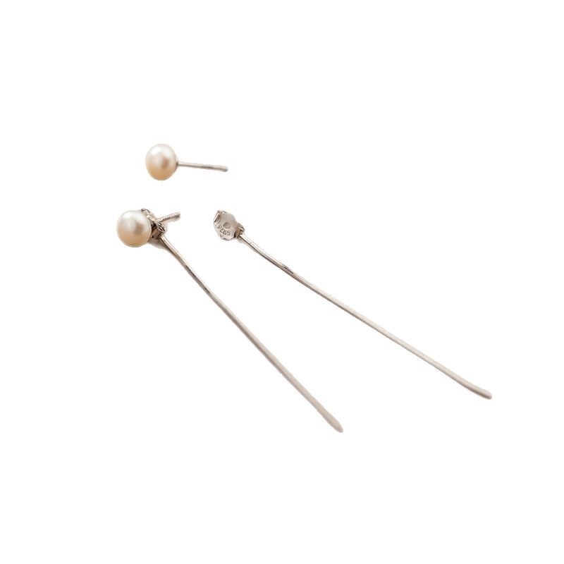 S925 ezüst fülbevaló, hosszú gyöngyös kígyólánccal és bojtokkal, nőknek, koreai stílus