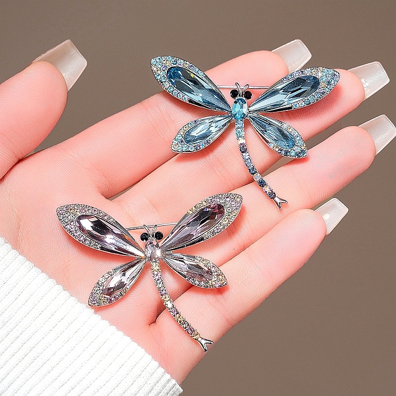 Bros s motivom dragonfly, lag luks stil, cinkova legura, dijamantna obrada, za žene, dekoracija, poklon