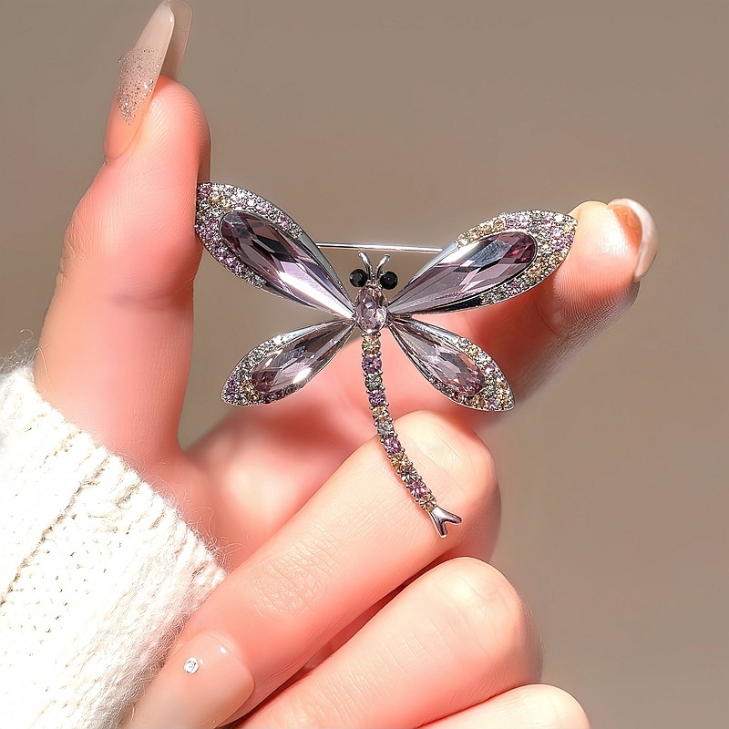 Bros s motivom dragonfly, lag luks stil, cinkova legura, dijamantna obrada, za žene, dekoracija, poklon