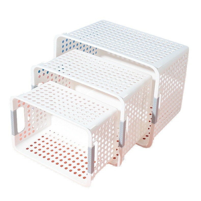 Plastična košara za pohranu s ručkom – model 5940, brand Rice Wood, pogodna za organiziranje uredskih potrepština, kozmetike, knjiga i sitnica