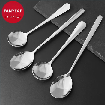 Lingură din oțel inoxidabil Fan yi pentru adulți, stil simplu, lingură pentru desert și supă