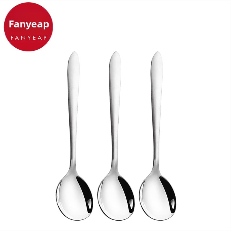 Lingură din oțel inoxidabil Fan yi pentru adulți, stil simplu, lingură pentru desert și supă