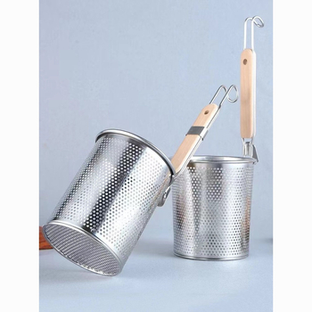 304 nerūsējošā tērauda sietiņš makaronu un karsta katla pagatavošanai ar riteņiem, saliekams, gumijas rokturis