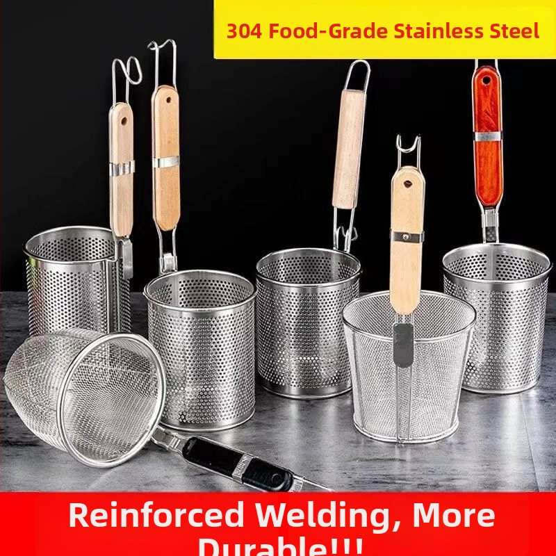 304 nerūsējošā tērauda sietiņš makaronu un karsta katla pagatavošanai ar riteņiem, saliekams, gumijas rokturis