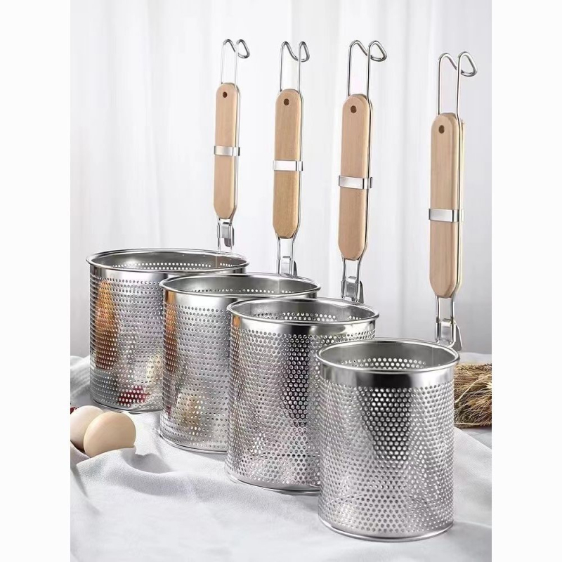 304 nerūsējošā tērauda sietiņš makaronu un karsta katla pagatavošanai ar riteņiem, saliekams, gumijas rokturis