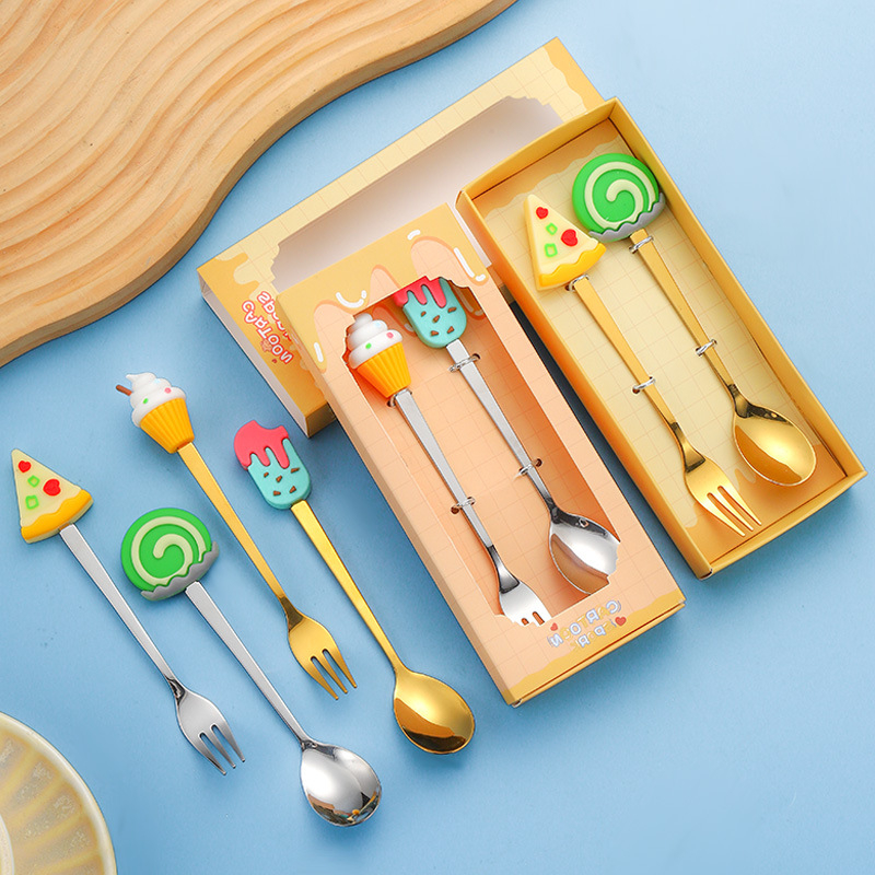 Set tacâmuri din oțel inoxidabil pentru copii – stil drăguț, model cartoon, lustruire oglindă