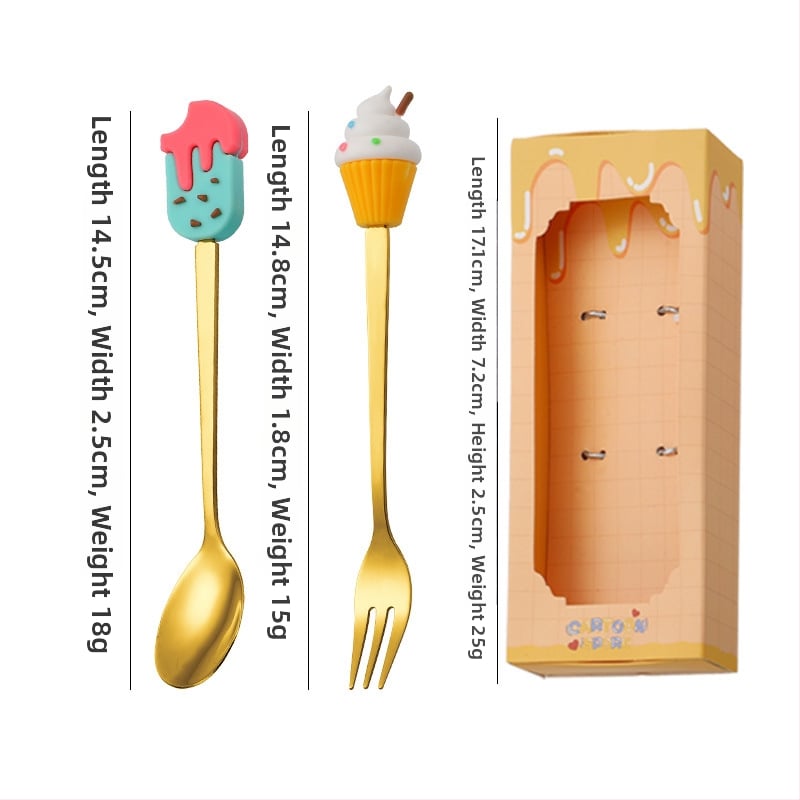 Set tacâmuri din oțel inoxidabil pentru copii – stil drăguț, model cartoon, lustruire oglindă