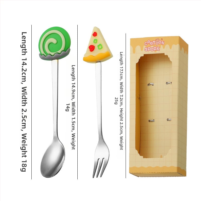 Set tacâmuri din oțel inoxidabil pentru copii – stil drăguț, model cartoon, lustruire oglindă