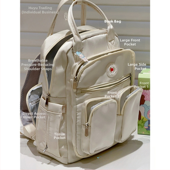 Māmiņām piemērots mugursoma ar lielu ietilpību, plecu siksnas ar gaisa spilvenu, poliesters, Oxford oderējums, 2025. gada pavasaris
