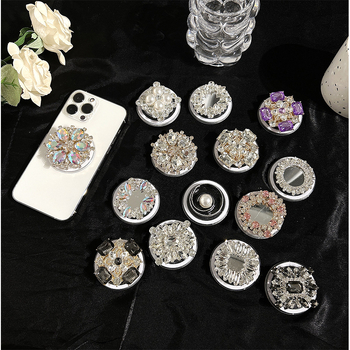 Suport de birou pentru telefon MagSafe, magnetic, retractabil, cu ornamente din cristale și perle, din plastic, stil universal