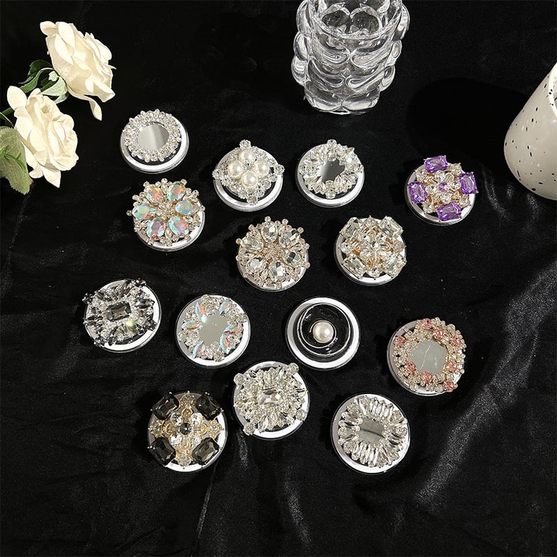 Suport de birou pentru telefon MagSafe, magnetic, retractabil, cu ornamente din cristale și perle, din plastic, stil universal