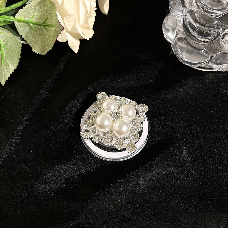 Suport de birou pentru telefon MagSafe, magnetic, retractabil, cu ornamente din cristale și perle, din plastic, stil universal