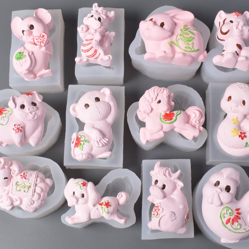 Formă din silicon pentru torturi zodiacale — formă neregulată, pentru coacere, stil nou chinezesc