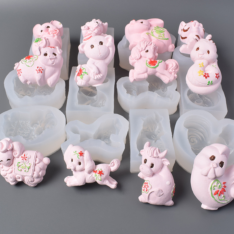 Formă din silicon pentru torturi zodiacale — formă neregulată, pentru coacere, stil nou chinezesc