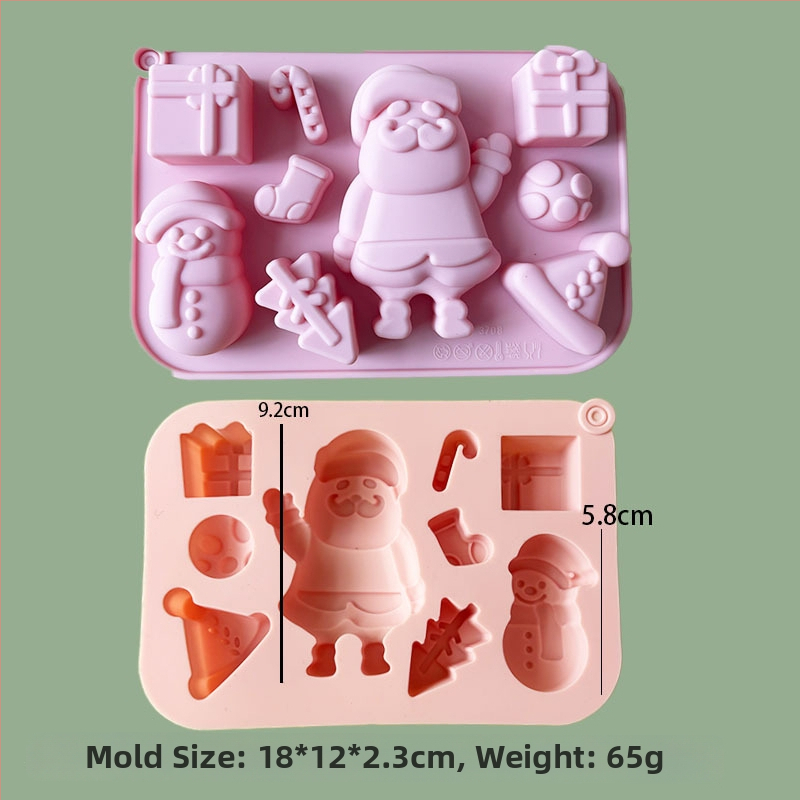 Formă din silicon pentru Moș Crăciun și Brad – Multifuncțională pentru cofetărie, mousse de ciocolată, lumânare, ipsos și săpun