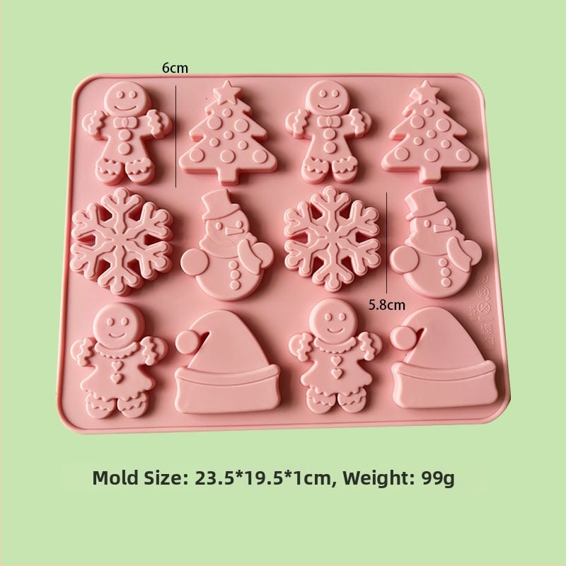 Formă din silicon pentru Moș Crăciun și Brad – Multifuncțională pentru cofetărie, mousse de ciocolată, lumânare, ipsos și săpun