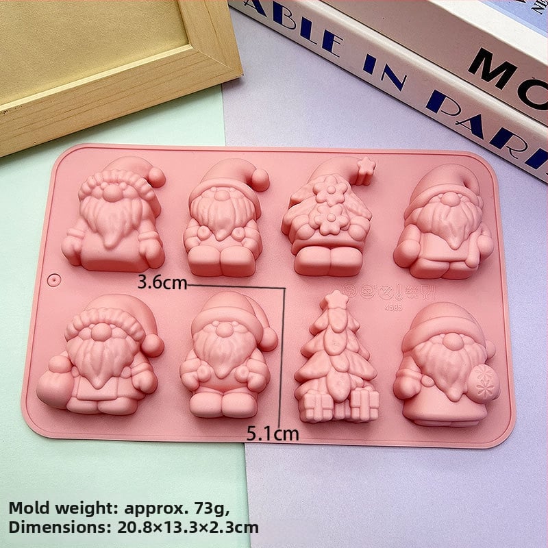 Formă din silicon pentru Moș Crăciun și Brad – Multifuncțională pentru cofetărie, mousse de ciocolată, lumânare, ipsos și săpun