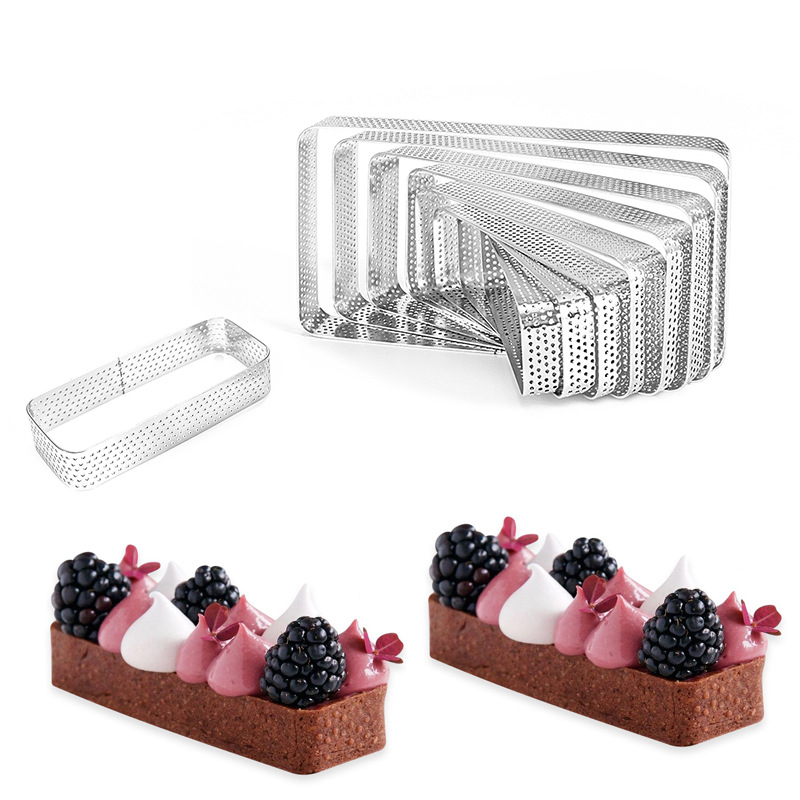 Inel dreptunghiular pentru tartă din oțel inoxidabil, formă de copt pentru tartă și mousse