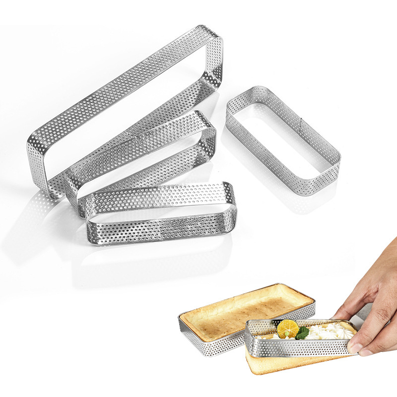 Inel dreptunghiular pentru tartă din oțel inoxidabil, formă de copt pentru tartă și mousse