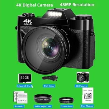 4K digitaalkaamera ilma peeglideta, 48MP, 3,0-tolline pööratav LCD, lainurkobjektiiv, CMOS sensor